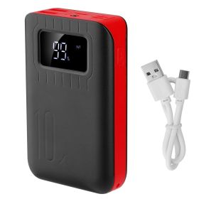 10000mAh Portable Power Bank External Battery Pack Charger Dual USB Charge Ports with LCD Display Flashlight Type C Micro USB Lightning Input Por (Color: Red)